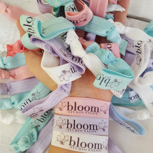 Custom Promotional Salon shops Hair Ties - Custom Hair Ties - Hair salon gifts- Hair salon handouts - personalized bracelet - Beauty Salon Brand