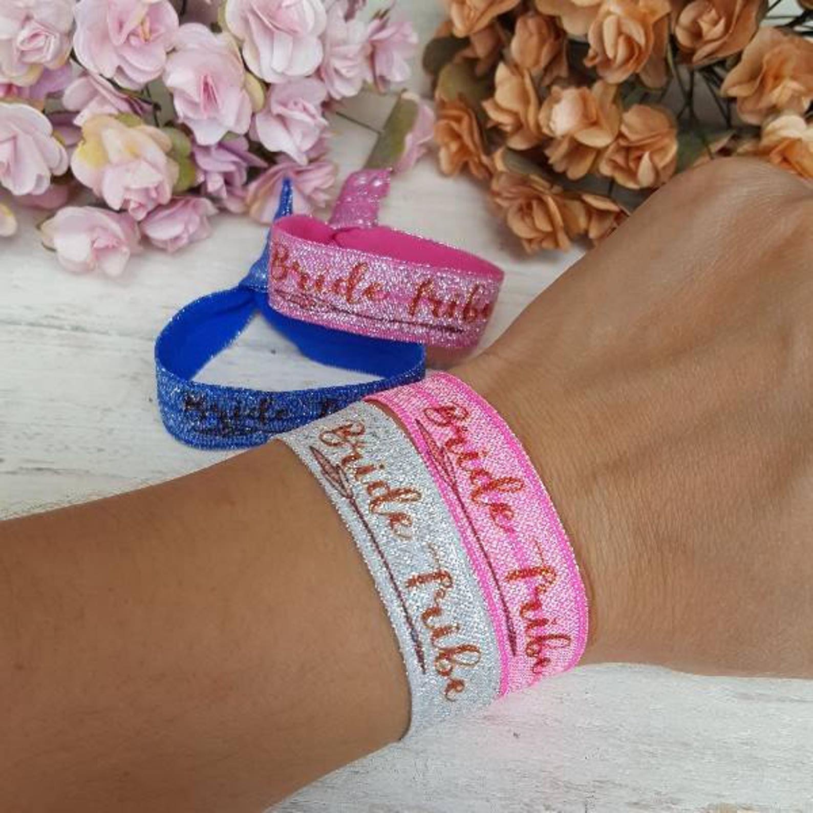 Custom Glitter Team Bride Hair Ties Custom Sparkly Hair Ties Etsy