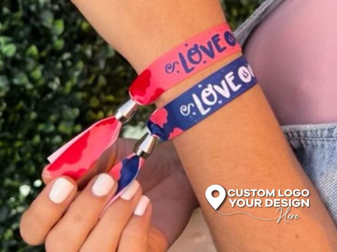 Festival Custom Wristbands Fabric Custom Wristbands With Moveable Bead