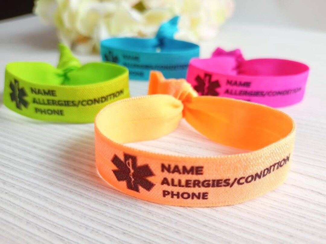 Medical Alert Elastic Bracelets Custom Medical Id Bracelet Bulk Etsy