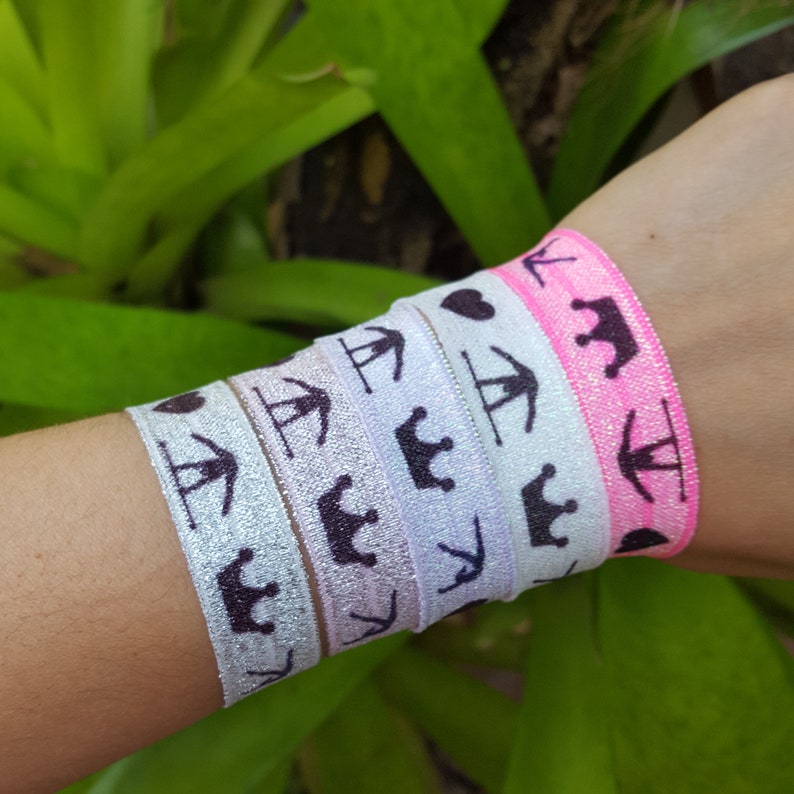 Glitter Custom Hair Ties Personalized Elastic Wristbands Etsy