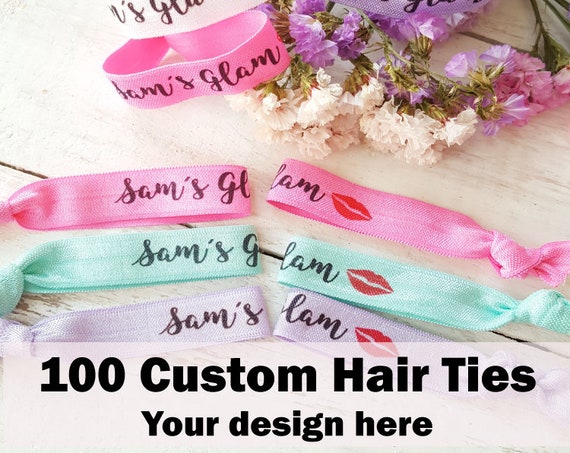 100 Custom Hair Ties Elastic Custom Wristband Personalized Etsy