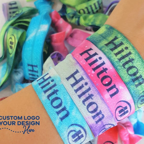Custom Tie Dye Hair Ties - Festival Party favors personalized hair ties shops - Retro Party hair ties - Tie Dye wristbands - Tie dye bracelets