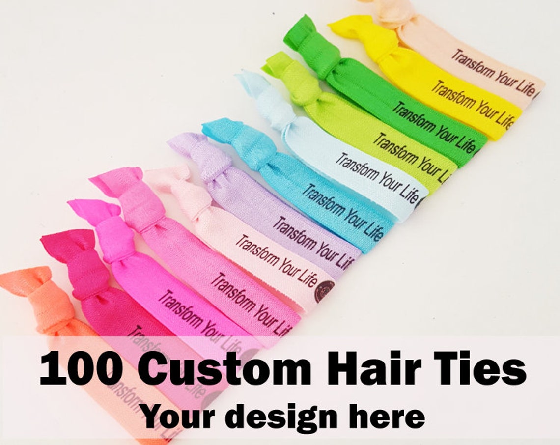 100 Custom Hair Ties Elastic Custom Wristbands Personalized Etsy