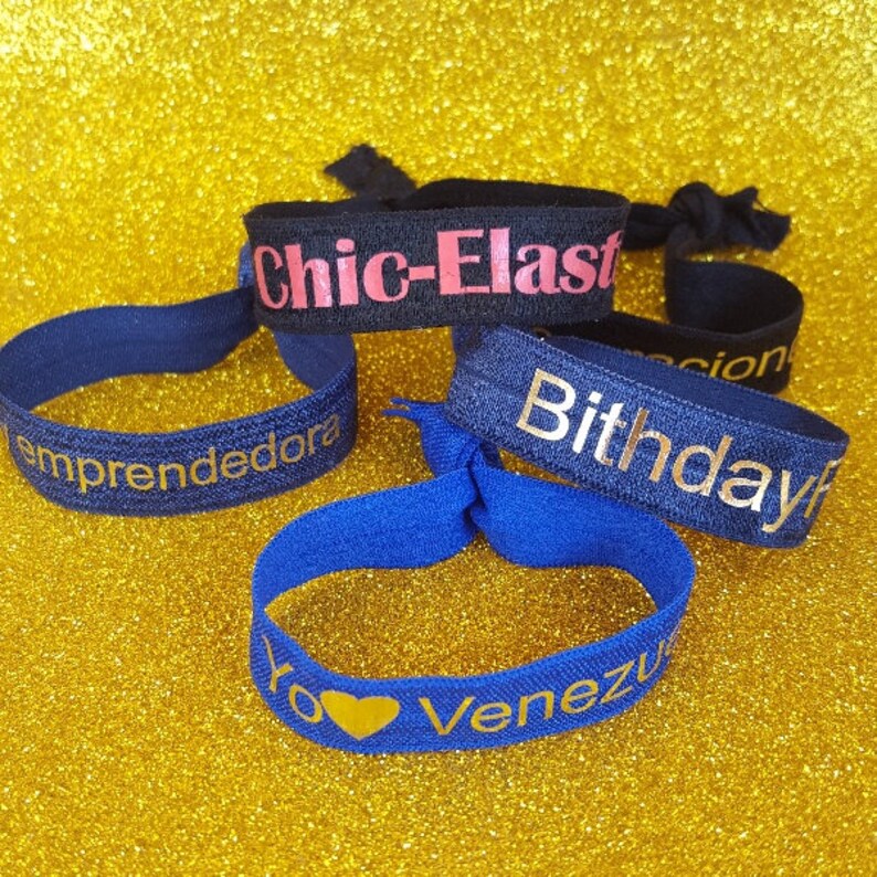 150 Custom Elastic Hair Ties Personalized With Vinyl Letters Etsy