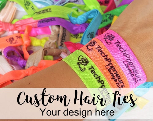 100 Custom Hair Ties Elastic Custom Wristbands Personalized - Etsy