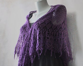 Bridal shawl merino wool Shoulder cover up Hand knit Wedding cape