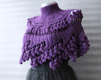 Crochet collar High Victorian collar cape Shoulder capelet Lace cape poncho Crochet neck wrap