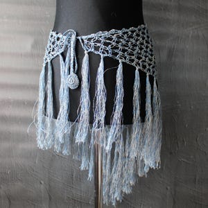 Écharpe en résille de lin au crochet : écharpe bohème à franges de danse du ventre