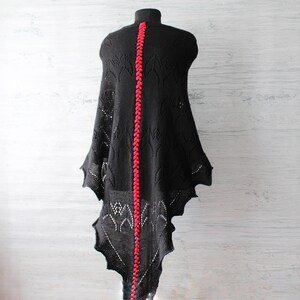 Fledermaus Dreieckstuch Schwarz Hexe ästhetischen Schal Schal Gothic Vampir Halloween Accessoires Vampir Flügel Schal With red braid