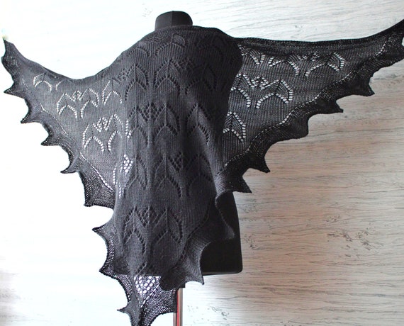 Bat shawl Black witch aesthetic shawl scarf Gothic shawl Halloween accessories Vampire bat wings scarf