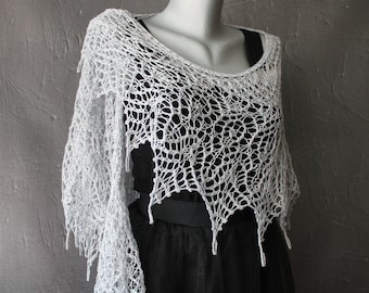 Hand Knitted Merino Wool Wedding Shawl: Boho Bridal Wrap Triangle scarf