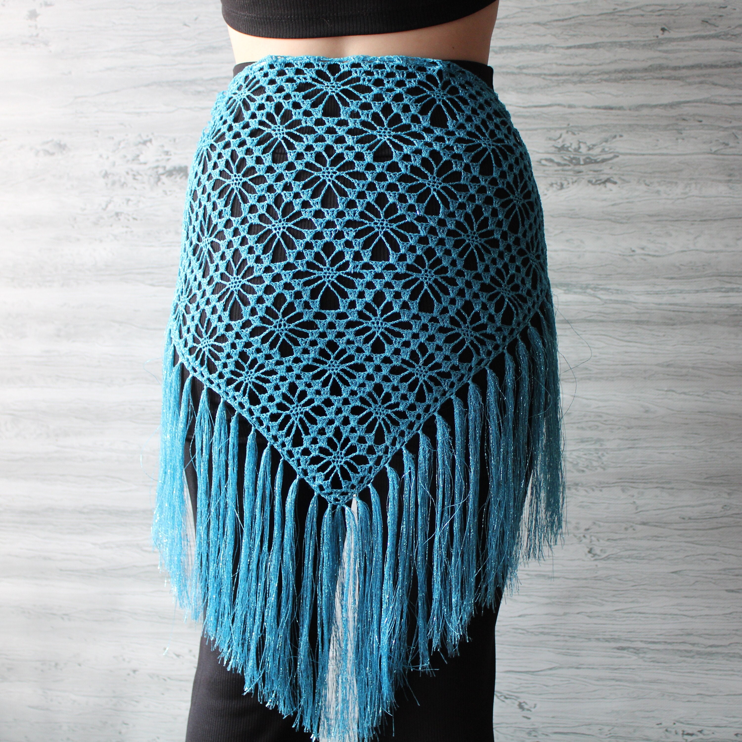 Belly Dance Skirt Fringe Hip Scarf Exotic Dance Wear Sparkle
