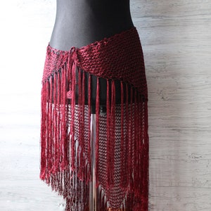 Triangle waist scarf Hip wrap Plus size belly dance scarf Fringes sparkly Dancing skirt