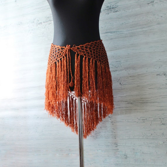 Fishnet Fringe Hip Scarf: Tribal Belly Dance Belt - Etsy display picture 2