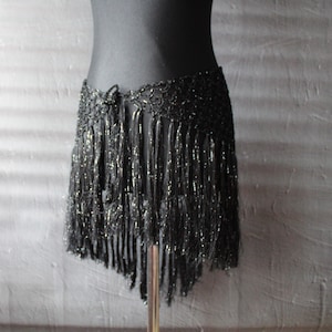 Silk Belly Dance Scarf: Crochet Fringe Hip Belt, ATS Dance Skirt