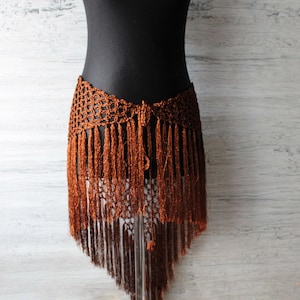 Belly dance hip scarf Triangle skirt Crochet fringe belt Hip shawl wrap  Exotic dance wear Mesh fish net belt scarf for ATS belly dance