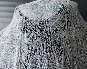 Hand Knit Lace Wedding Shawl: Blush pink Bridal Shoulder Wrap