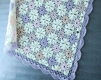 Crochet Granny Square Baby Blanket: Pastel Patchwork Afghan