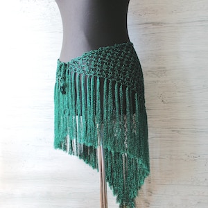 Belly Dance Skirt Fringe Hip Scarf Exotic Dance Wear Sparkle