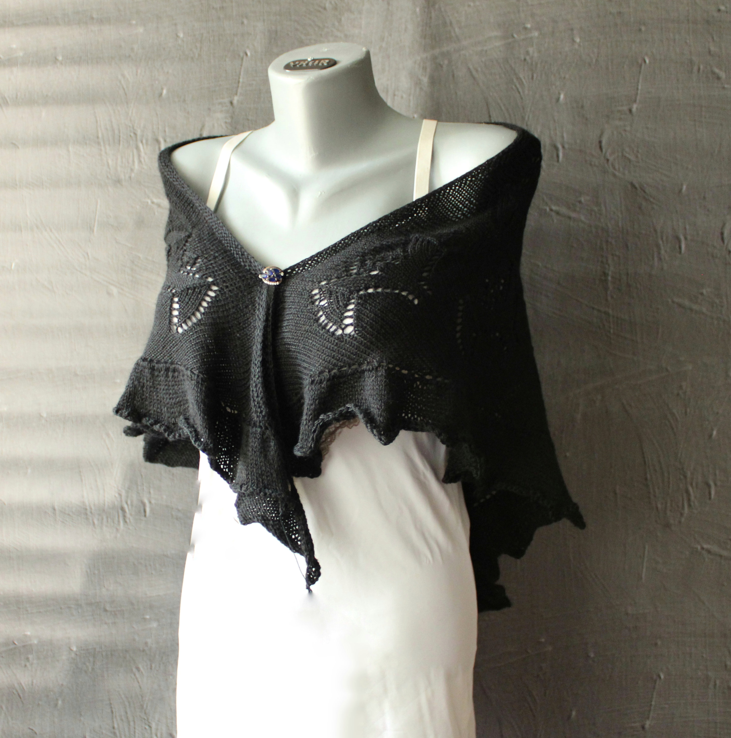 Bat Shawl Cape Black Witch Shawl Scarf Gothic Shawl