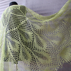 Large summer shawl Anniversary gift for wife Hand knit lace shoulder wrap Lightweight linen cape olive green wedding shawl Bridal stole