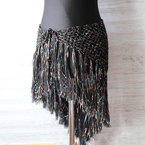 Sciarpa triangolare all'uncinetto: cintura per danza del ventre con frange scintillanti