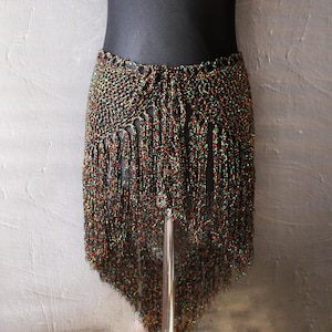 Fringe hip scarf Belly dance Crochet hip belt Hip shawl Detachable overskirt Mesh fishnet belt scarf for belly dance