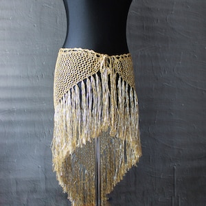 Écharpe tribale pour hanches de danse orientale, jupe à franges au crochet, châle pour hanches