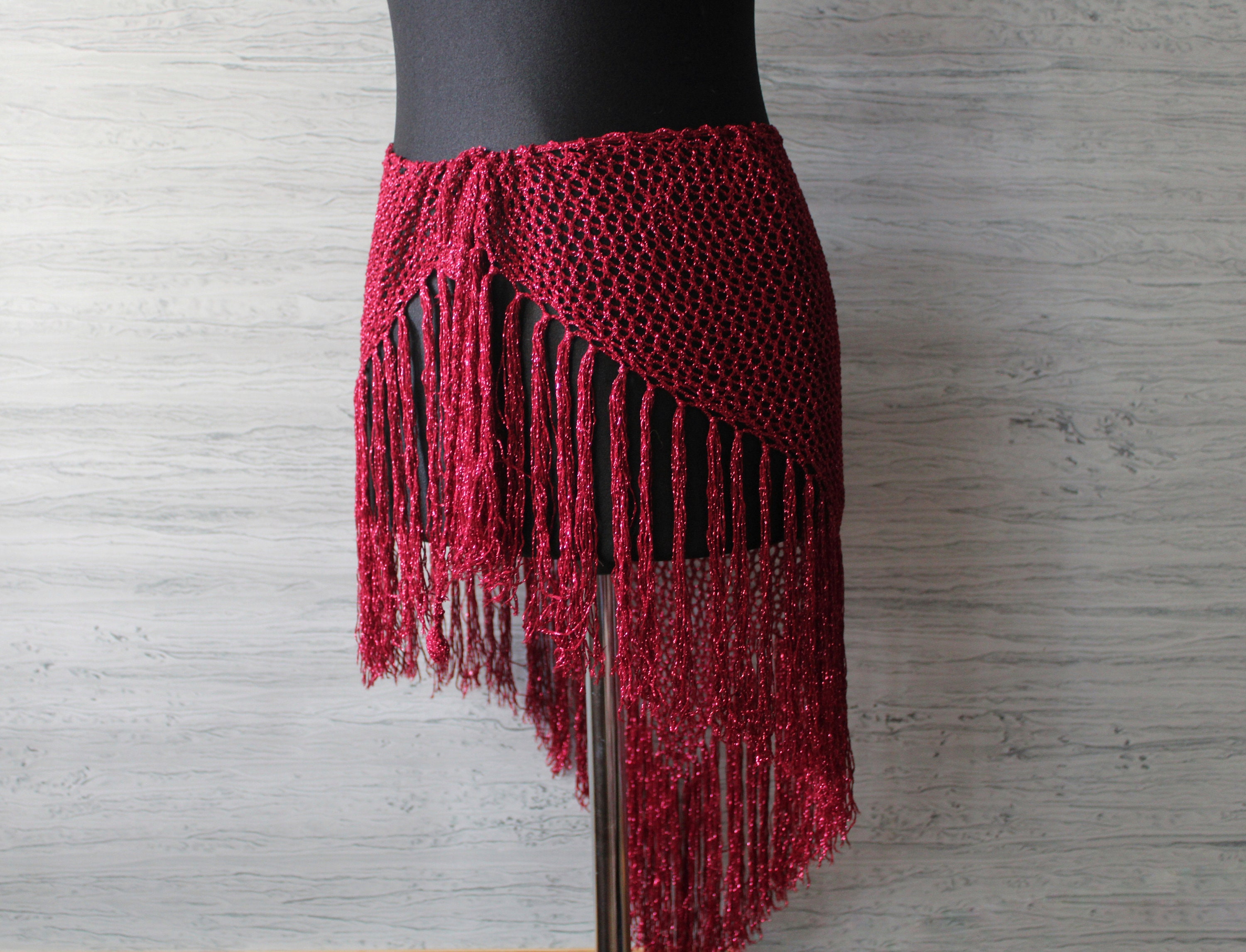 eaphi　SCARF MOTIF KNIT SKIRT Crochet Fringe Hip Scarf: Plus Size Belly Dance Shawl - Etsy