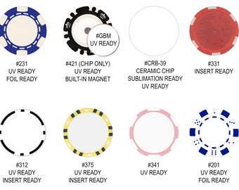 Blank Poker Chip Sample Variety Pack | Test UV Foil Laser and Sublimation