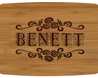 Custom Natural Bamboo Cutting Board Wedding Gift, Personalized with your Name