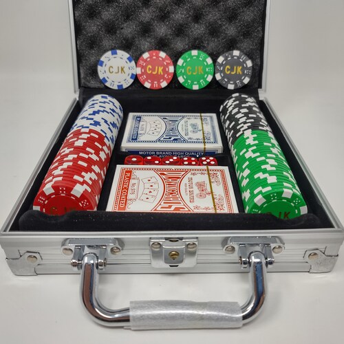 DA VINCI Custom Poker Chips with Case and Cards - Chips Monogrammed with Initials on shops Both Sides