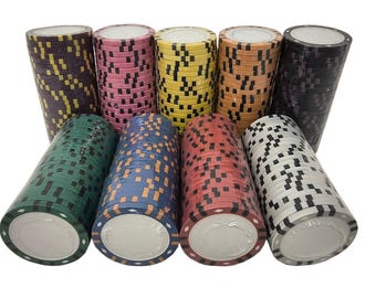 DA VINCI 12-Stripe Blank Poker Chips for Custom UV Printing or Labels (standard casino size)