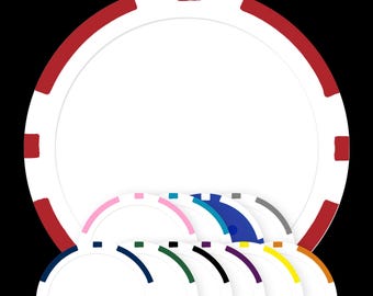8-Stripe Blank Poker Chips Sample Pack 11.5g | Test UV Printing Before You Buy