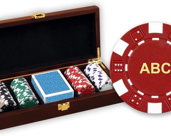 DA VINCI Custom Poker Chips with Case and Cards - Chips Monogrammed with Initials on Both Sides