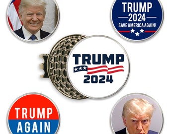 Trump 2024 Golf Ball Marker Set, Patriotic Hat Clip