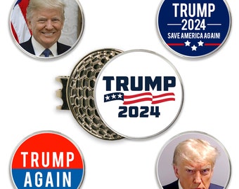 President Donald Trump Golf Ball Markers Set of 5 with 1 Magnetic Hat Clip 2024