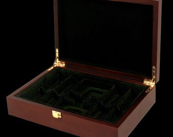 Mahogany Wood Poker Chip Case Holds 200 Chips | Laser Engravable UV Print Ready | Blank Customizable Case