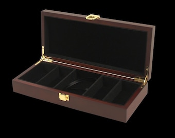 Mahogany Wood Poker Chip Case Holds 100 Chips | Laser Engravable UV Print Ready | Blank Customizable Case