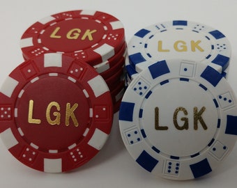 Custom Poker Chips Personalized with Initials