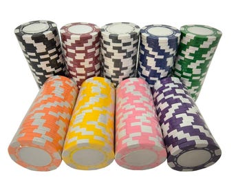 DA VINCI 6-Stripe-V1 Blank Poker Chips for Custom UV Printing or Hot Stamping (standard casino size)