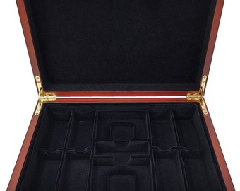 Engraved Mahogany Wood Poker Case with 200 Chip Capacity (Chips not Included)