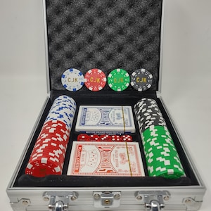 DA VINCI Custom Poker Chips with Case and Cards - Chips Monogrammed with Initials on Both Sides