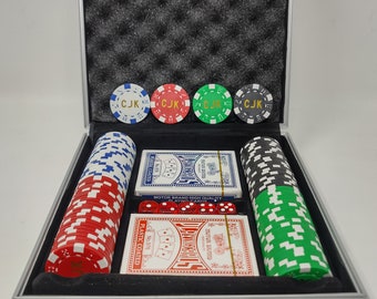 DA VINCI Custom Poker Chips with Case and Cards - Chips Monogrammed with Initials on Both Sides