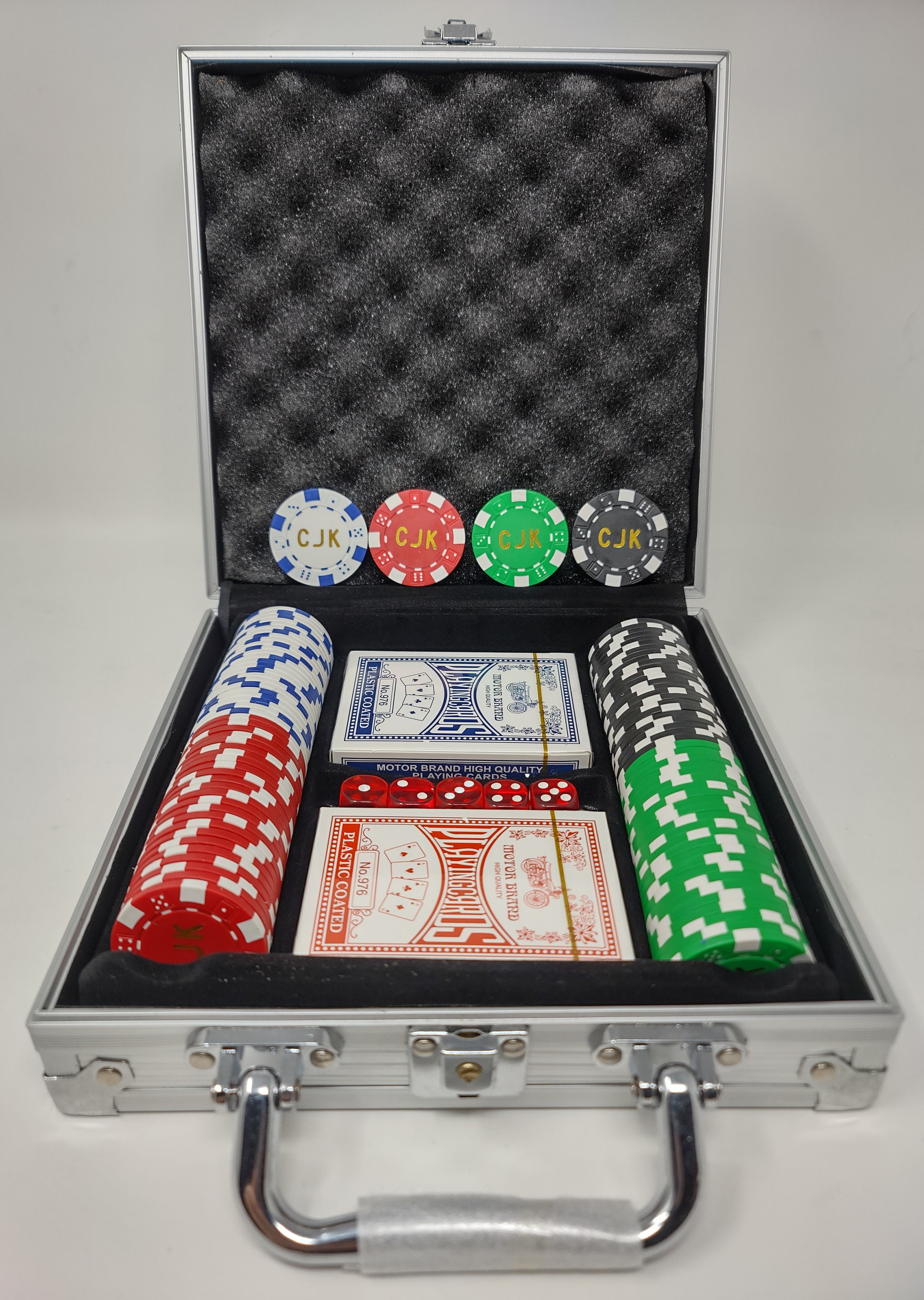 Includes Personalized 11.5 Gram Chips DA VINCI Custom Poker Chips Monogrammed with 3 Initials Printed on The Chips
