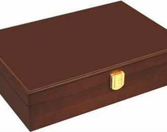 Engraved Mahogany Wood Poker Case with 200 Chip Capacity (Chips not Included)