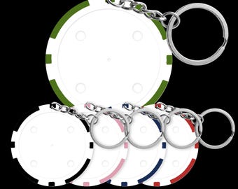 Poker Chip Keyring Sample Pack 8-Stripe 11.5g | Test Insert Labels Before You Buy