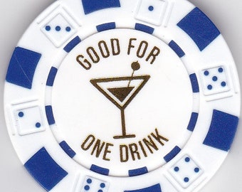 25 Adult Beverage Poker Chips with Metallic Gold Foil | Good For One Drink | One Free Beer