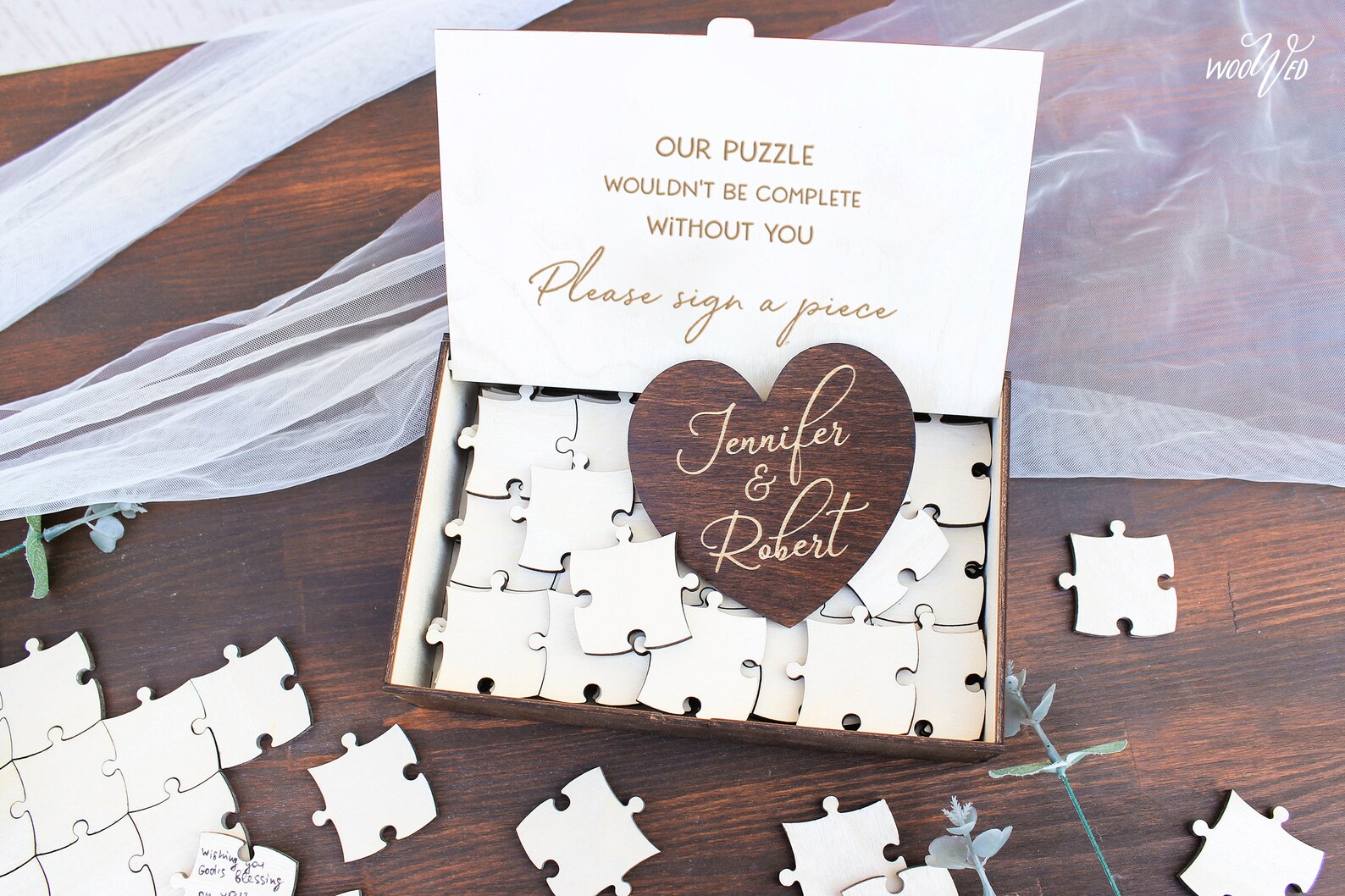 Heart Wedding Puzzle Guest Book Personalized Guest Book Etsy